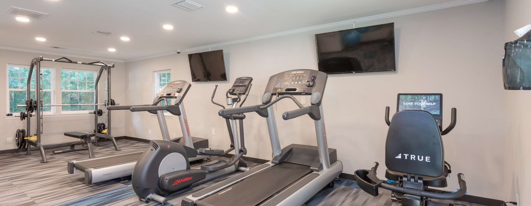 Fitness center at Cary Pines Apartments in Cary, NC