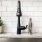 gooseneck, black Moen kitchen faucet at Cary Pines Apartments in Cary, NC